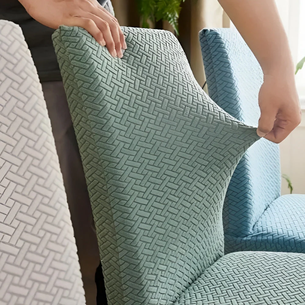 Sylva Jacquard Velvet Stretch Dining Chair Cover - Image 13