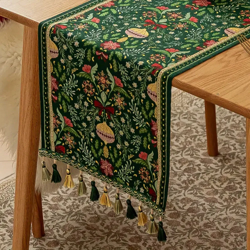 Tapestry Botanical Holiday Table Runner - Image 6