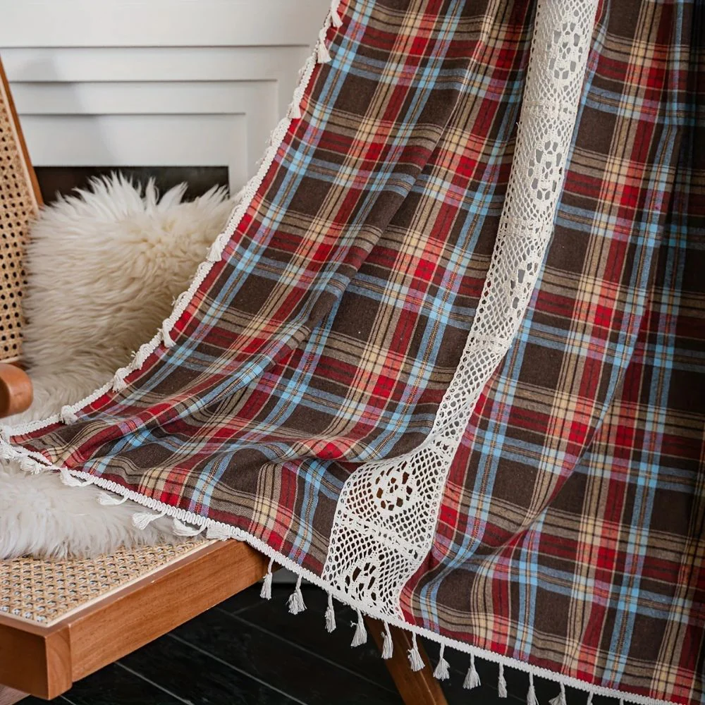 Tartan Crochet Lace Tassel Curtain - Image 10
