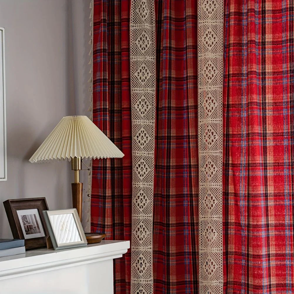 Tartan Crochet Lace Tassel Curtain - Image 6