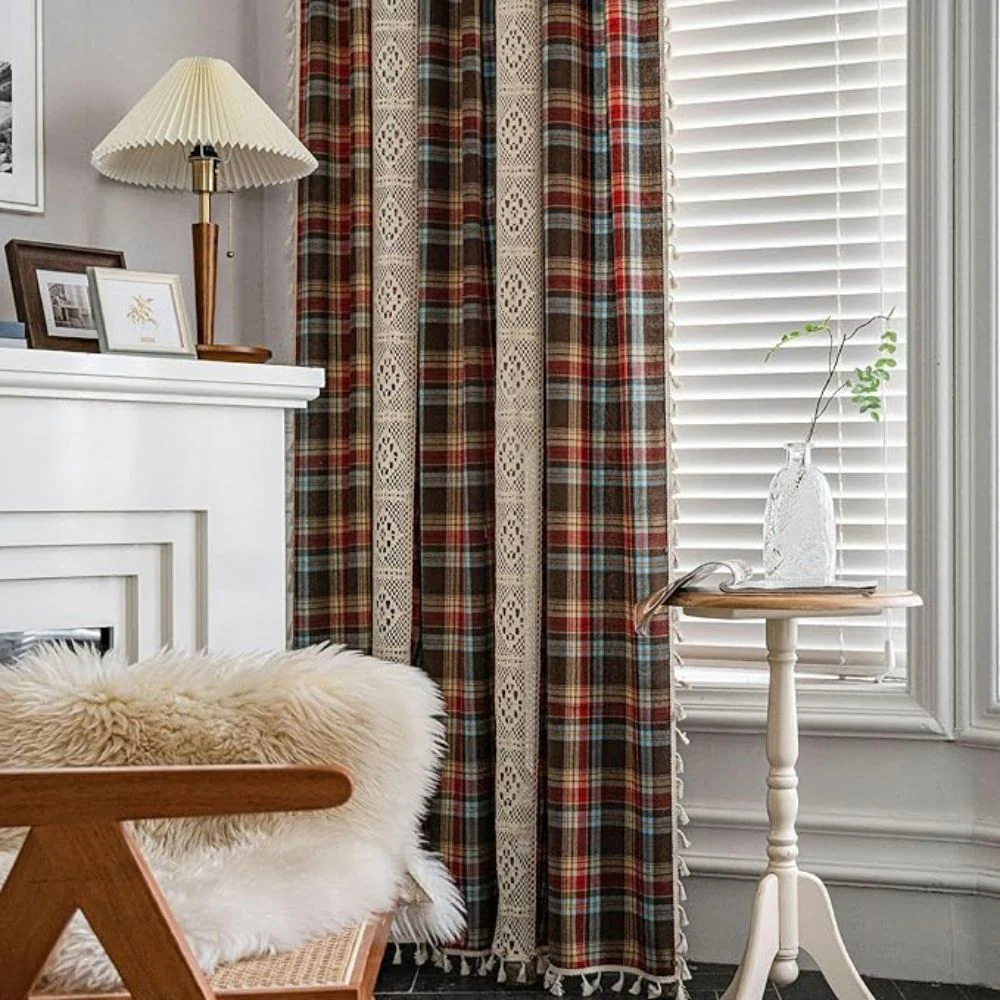 Tartan Crochet Lace Tassel Curtain - Image 8