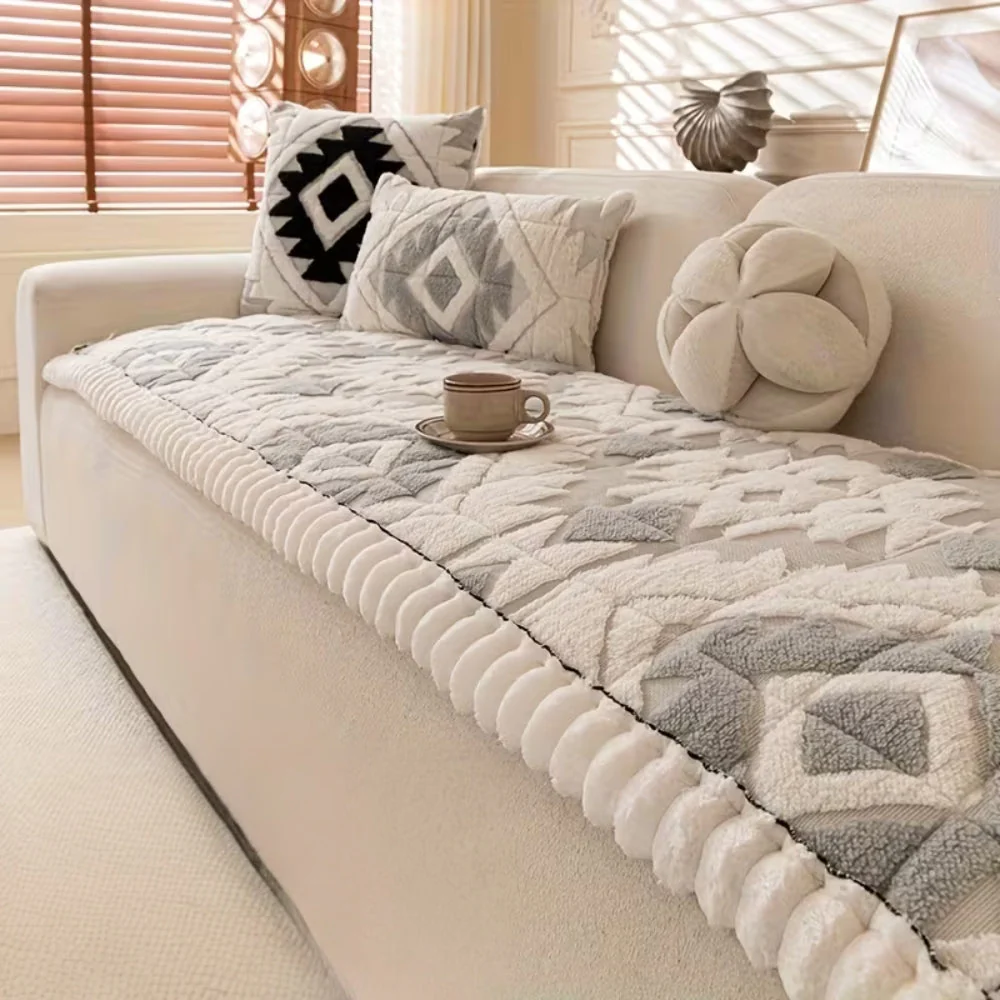 Thick Winter Quilted Plush Couch Cover - Image 3