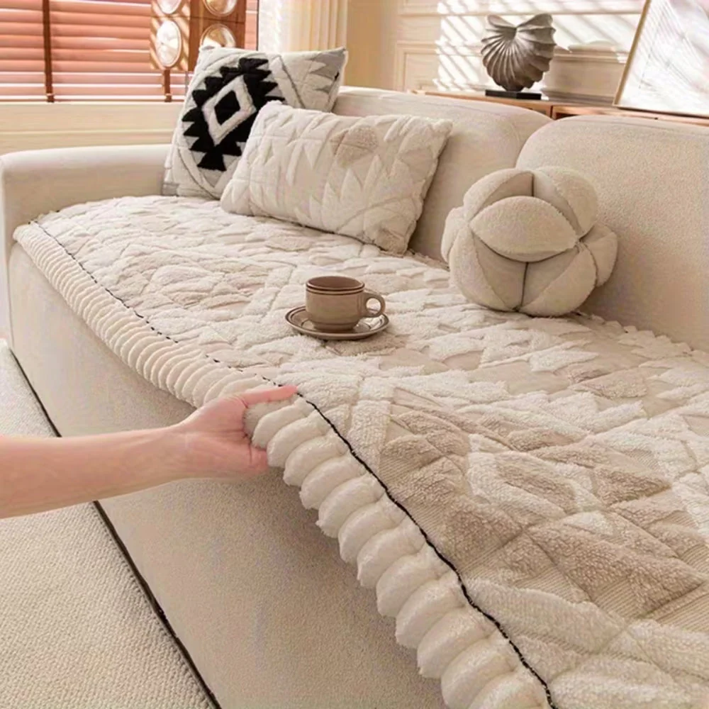 Thick Winter Quilted Plush Couch Cover - Image 6