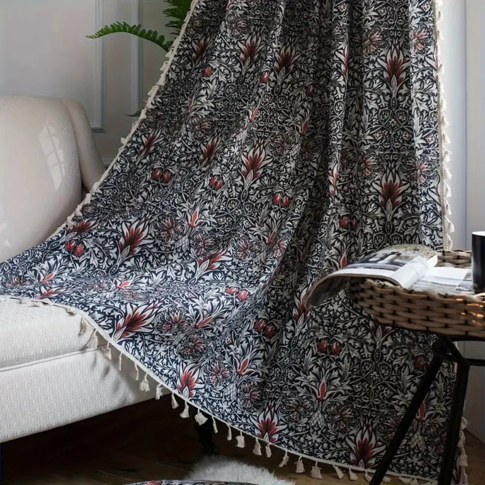 Thistle Ebonleaf Floral Tapestry Curtain - Image 4