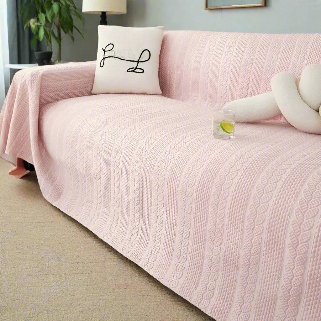Tranquil Plush Leaf Sofa Cover - Image 2