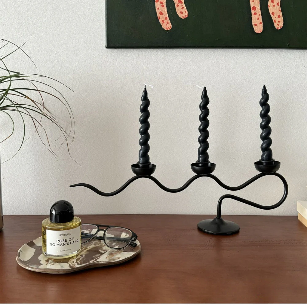 Tri Iron Twisted Candle Holder - Image 2