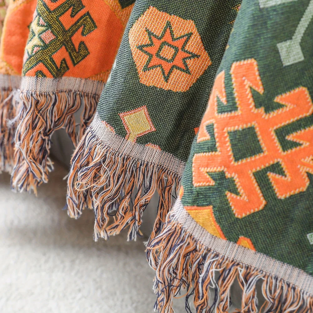 Tribal-Inspired Soft Geometric Fringe Blanket - Image 4
