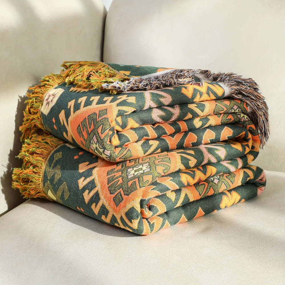 Tribal-Inspired Soft Geometric Fringe Blanket - Image 5