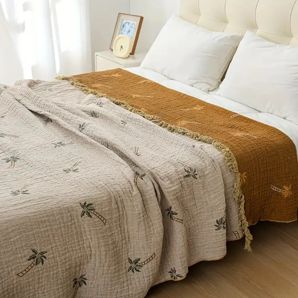 Tropical Palm Tree Reversible Cotton Blanket - Image 6