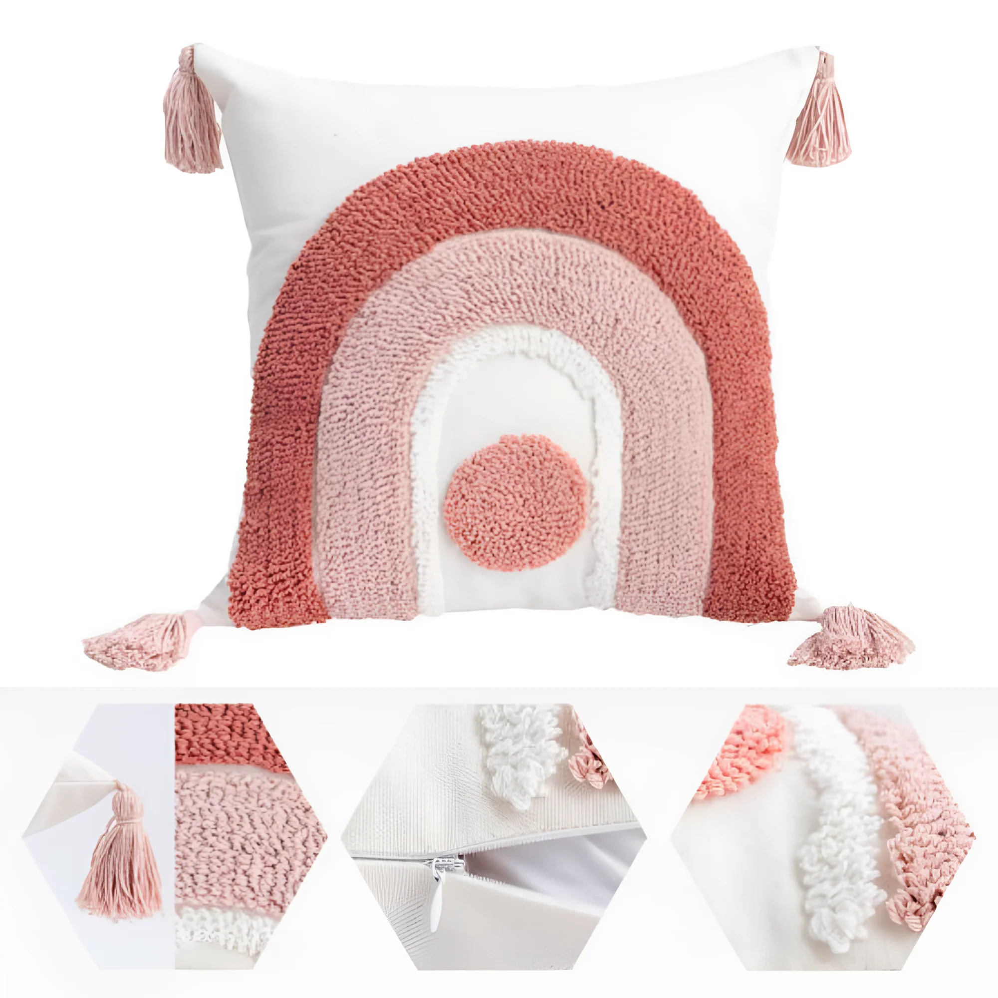 Tufted Embroidered Boho Cushion Cover - Image 2