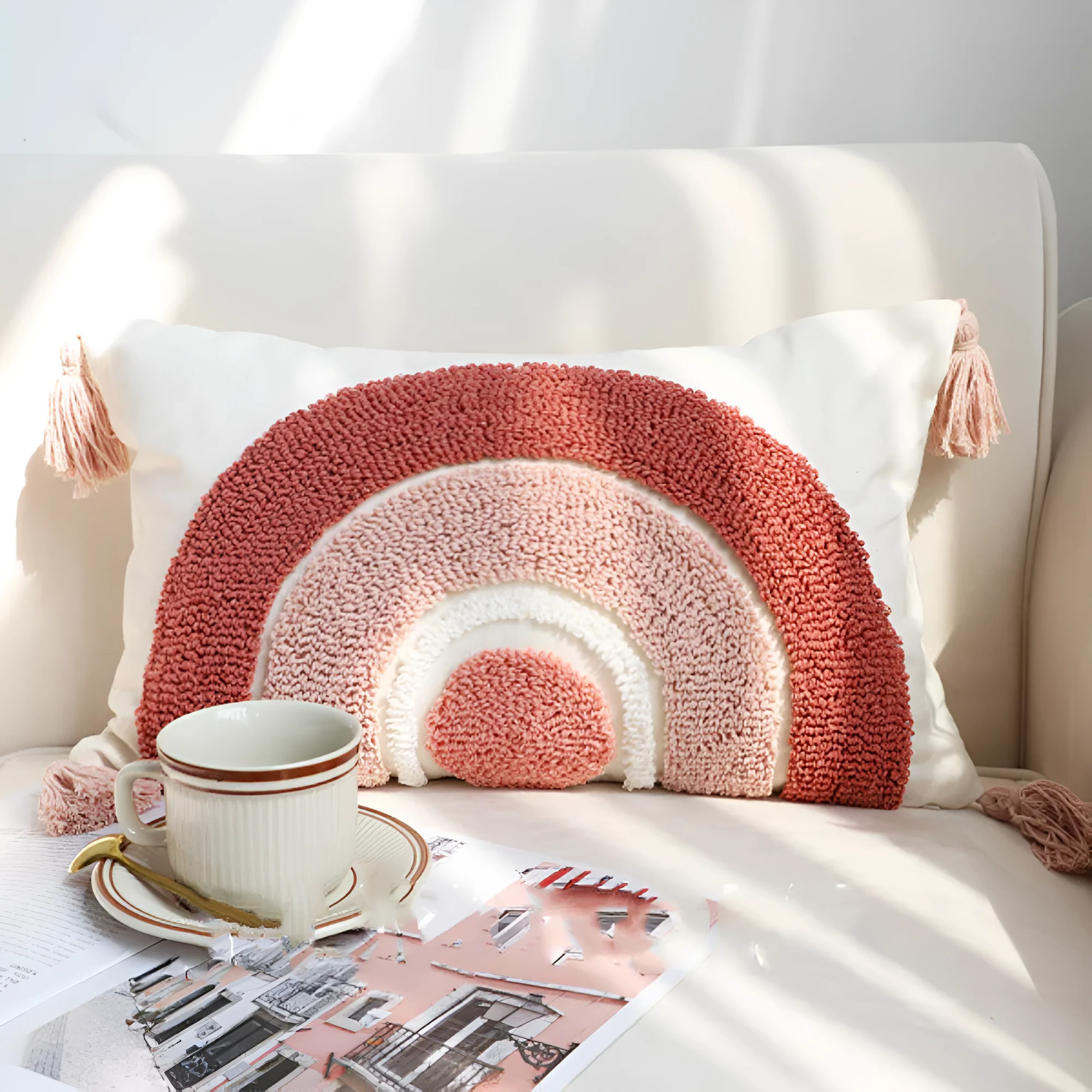 Tufted Embroidered Boho Cushion Cover - Image 3