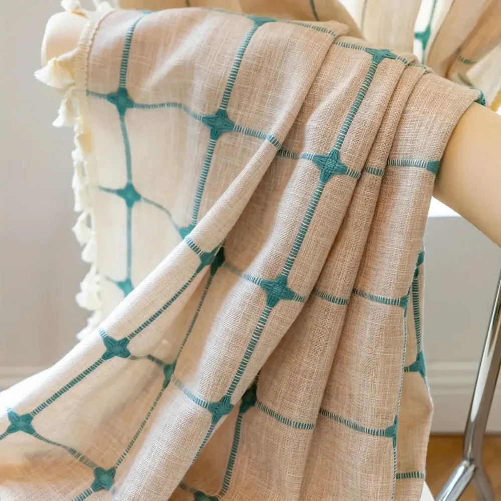 Turquoise Lattice Boho Tassel Curtain - Image 6