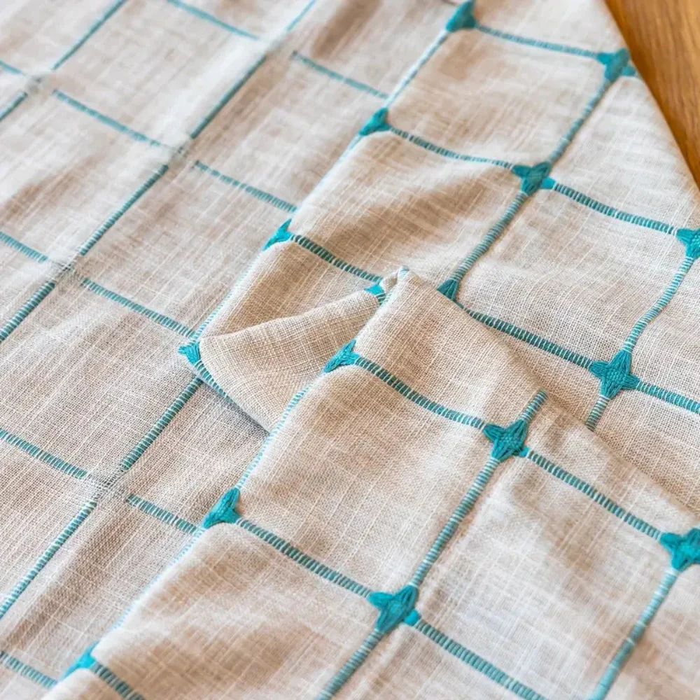 Turquoise Lattice Boho Tassel Curtain - Image 7