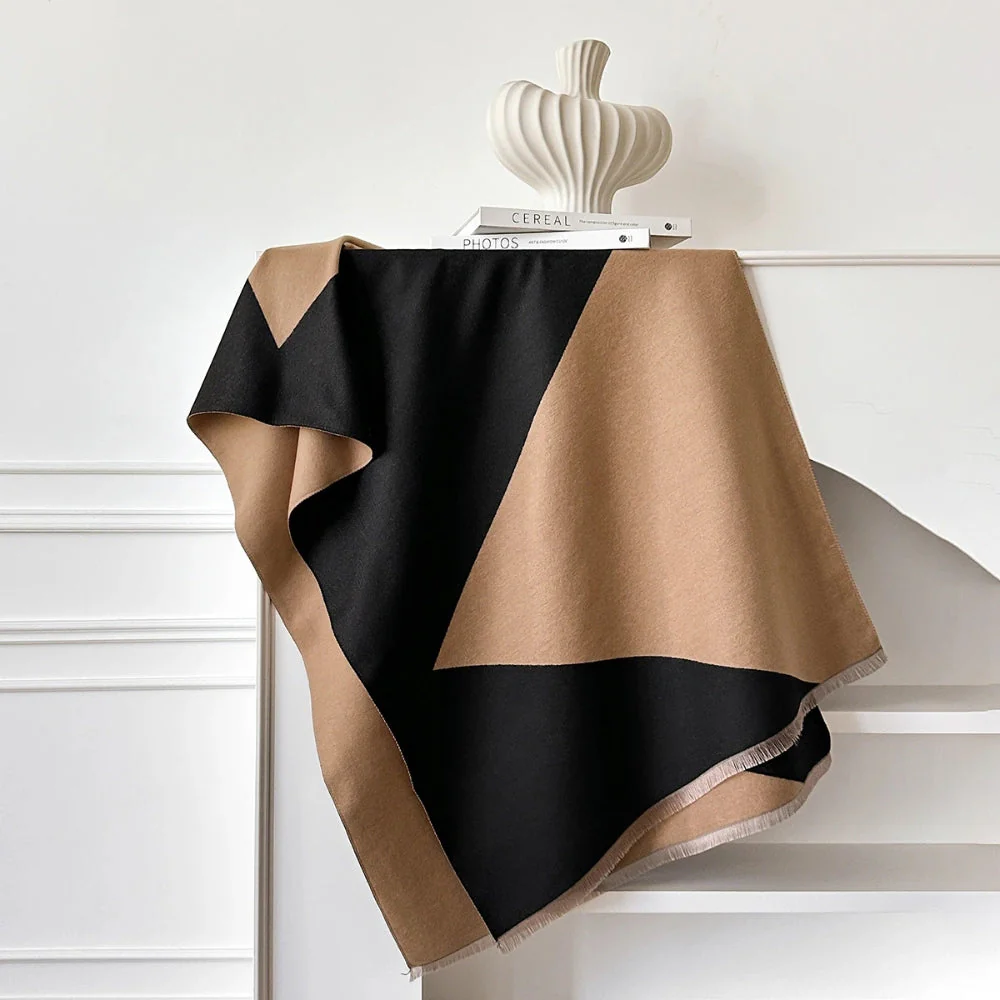 Two Tone Geometric Luxe Shawl Scarf - Image 11