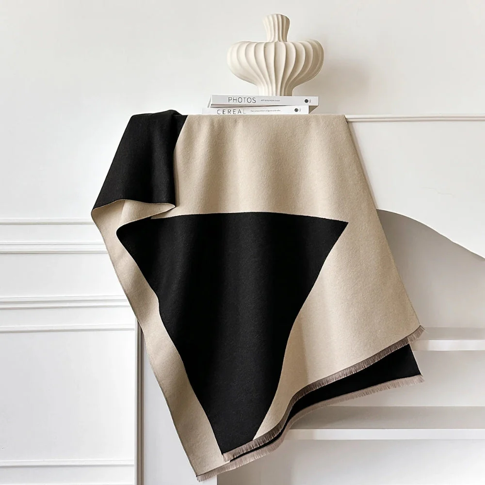 Two Tone Geometric Luxe Shawl Scarf - Image 12