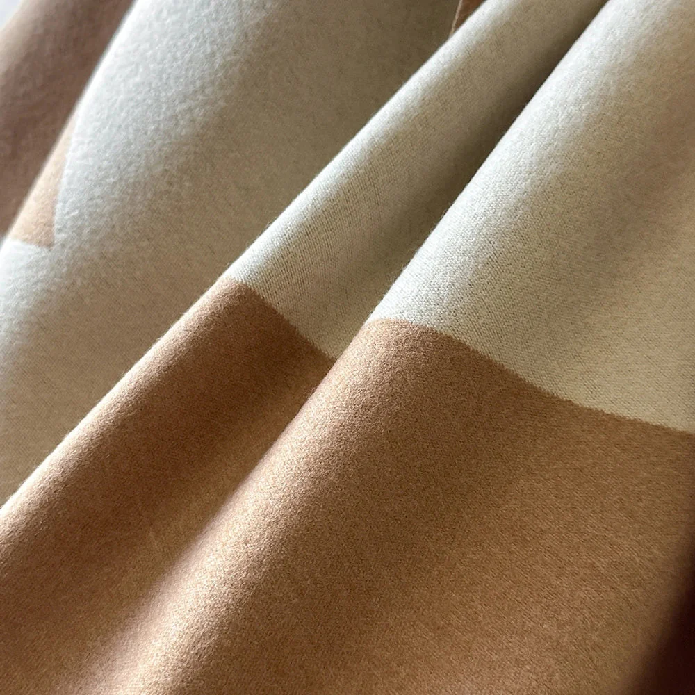 Two Tone Geometric Luxe Shawl Scarf - Image 4