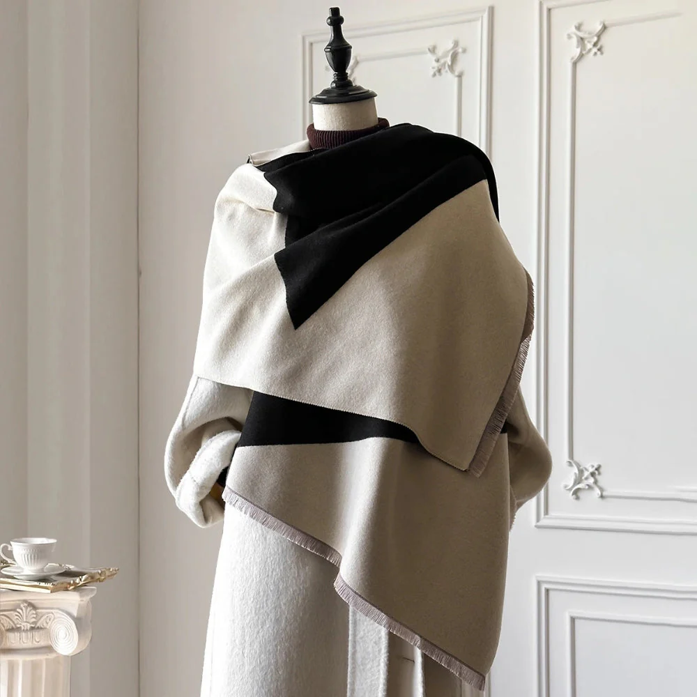 Two Tone Geometric Luxe Shawl Scarf - Image 7