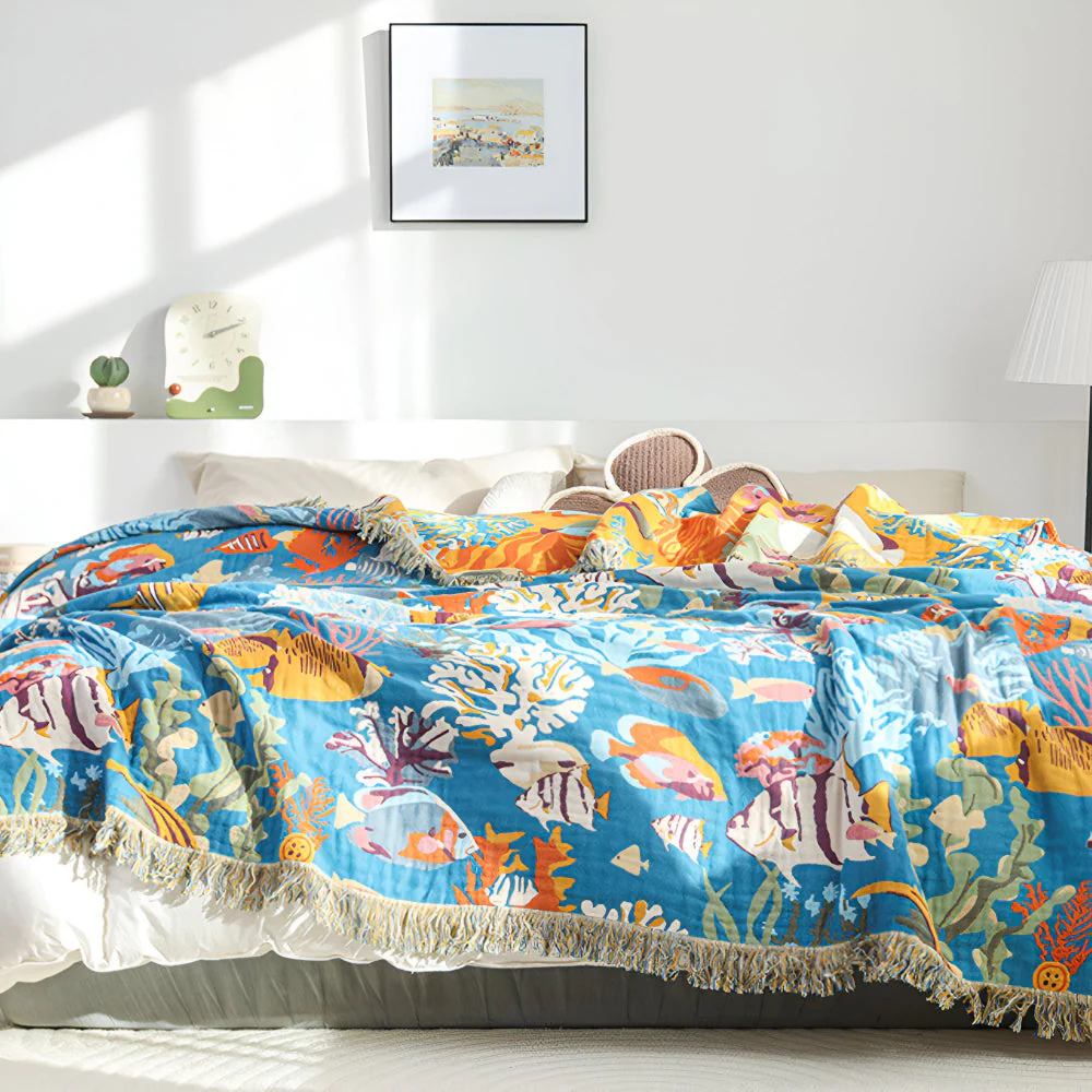 Underwater Coral Cotton Blanket - Image 2