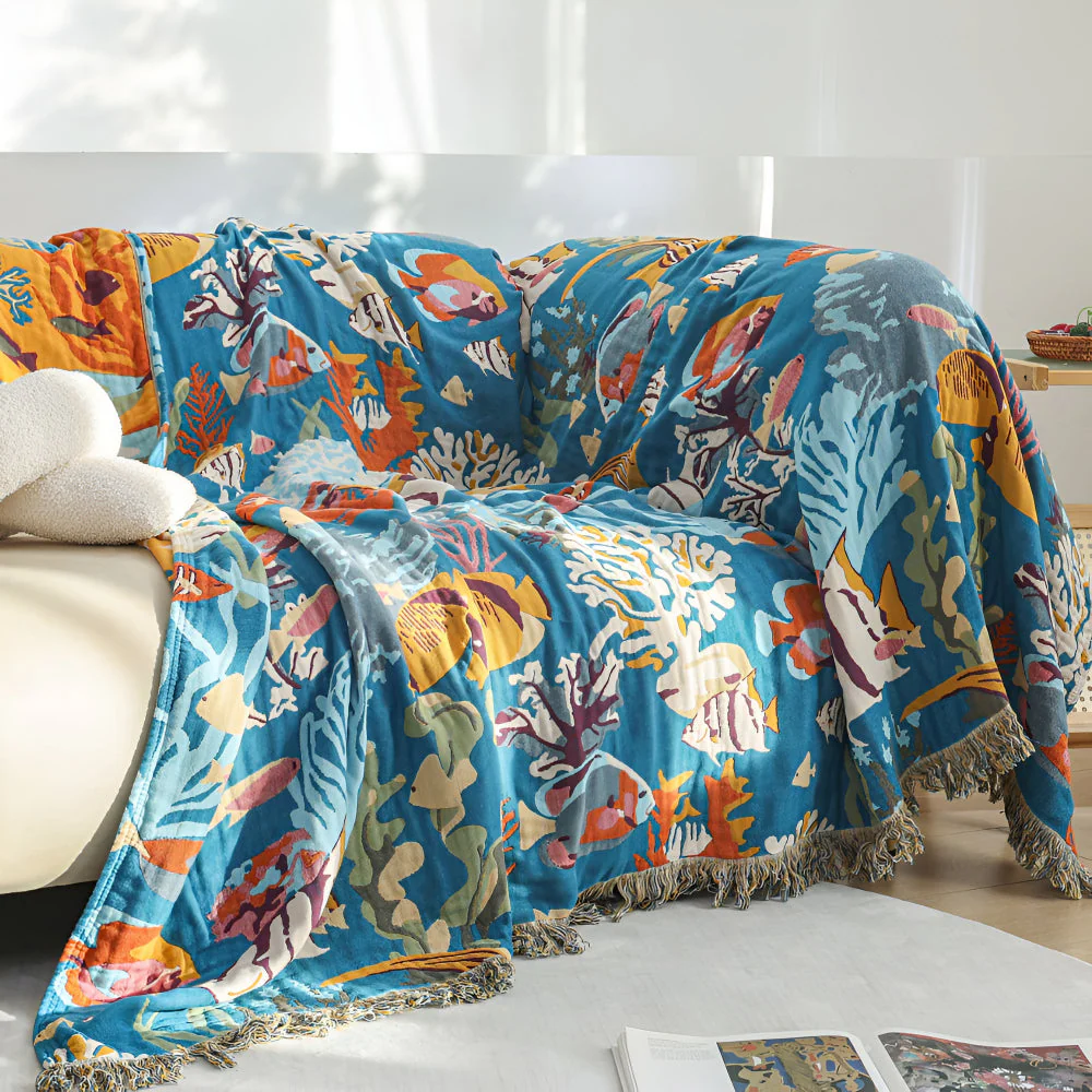 Underwater Coral Cotton Blanket - Image 5