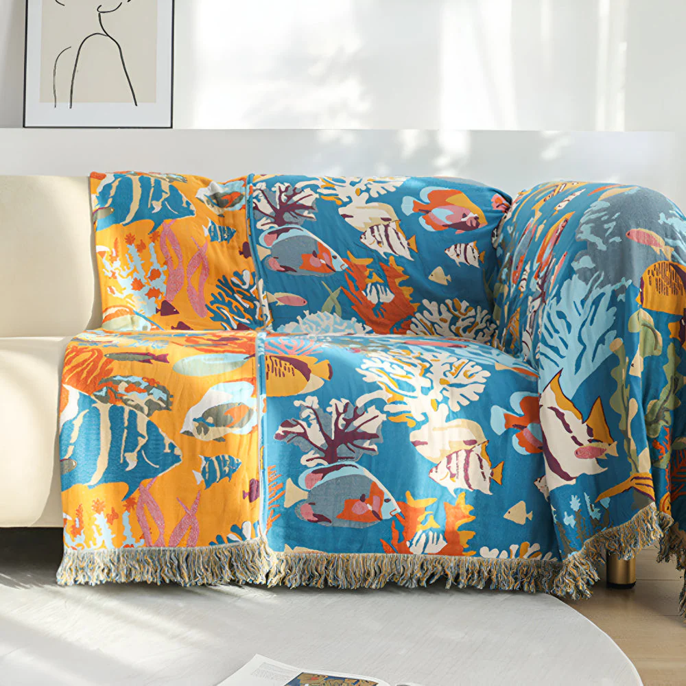 Underwater Coral Cotton Blanket - Image 6