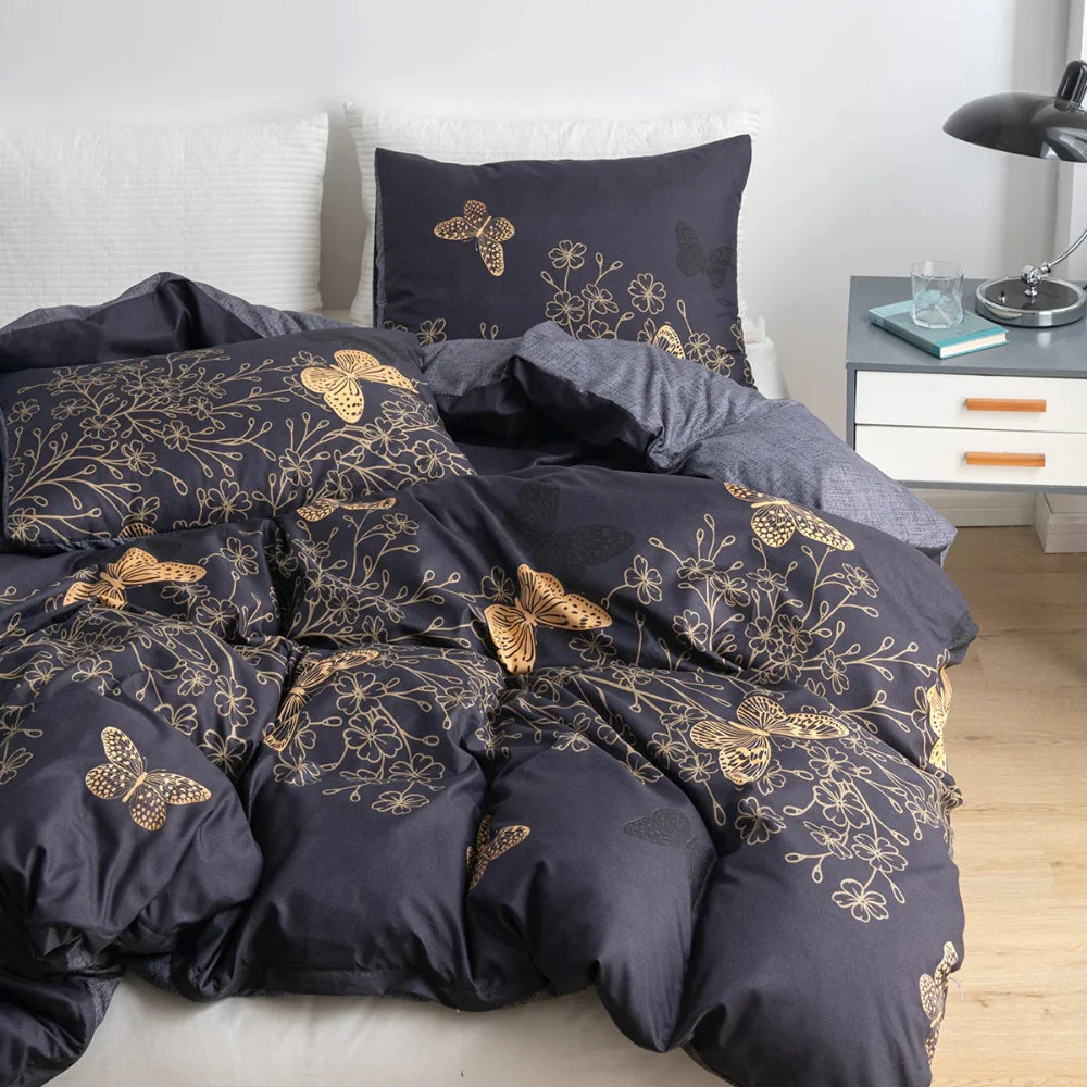 Valora Midnight Butterfly Duvet Cover | 3pcs Set - Image 3