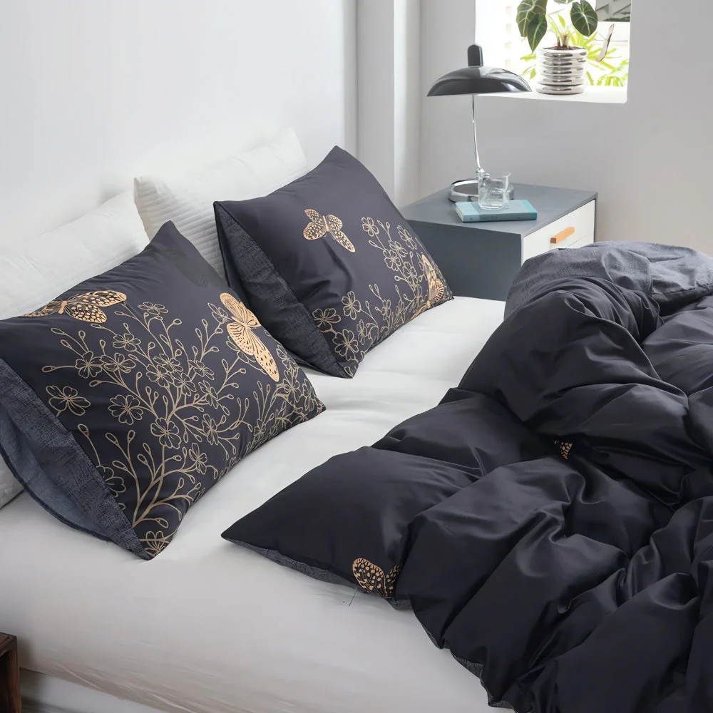 Valora Midnight Butterfly Duvet Cover | 3pcs Set - Image 5