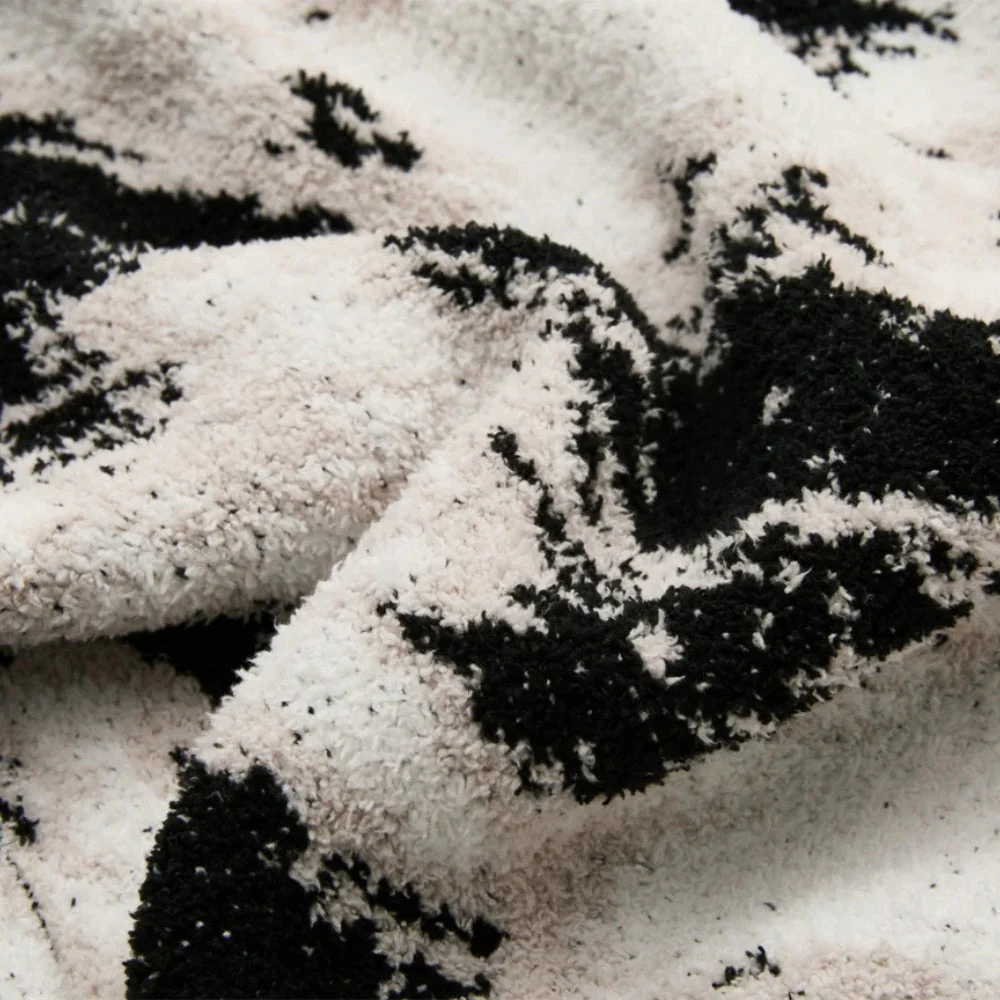 Velora Black White Fuzzy Knit Throw - Image 7