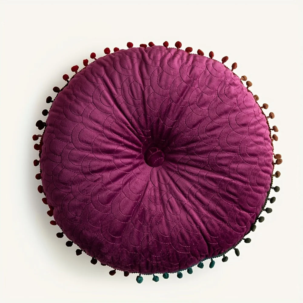 Veloura Round Vintage Quilted Ottoman Cushion Pad - Image 10
