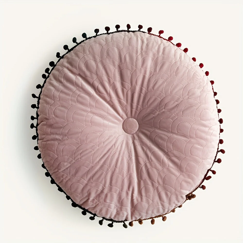 Veloura Round Vintage Quilted Ottoman Cushion Pad - Image 11