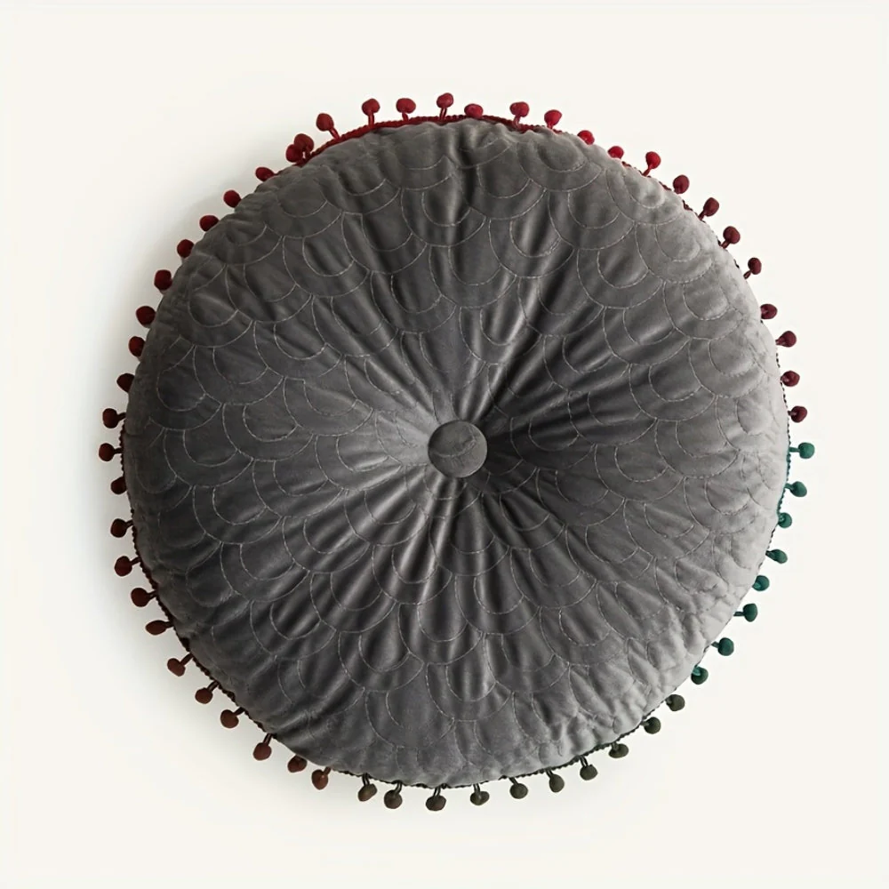 Veloura Round Vintage Quilted Ottoman Cushion Pad - Image 12