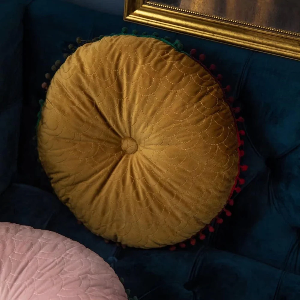 Veloura Round Vintage Quilted Ottoman Cushion Pad - Image 4