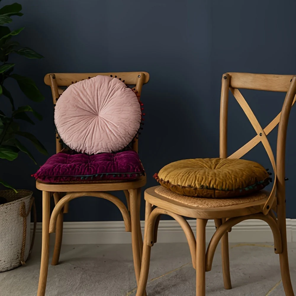 Veloura Round Vintage Quilted Ottoman Cushion Pad - Image 5