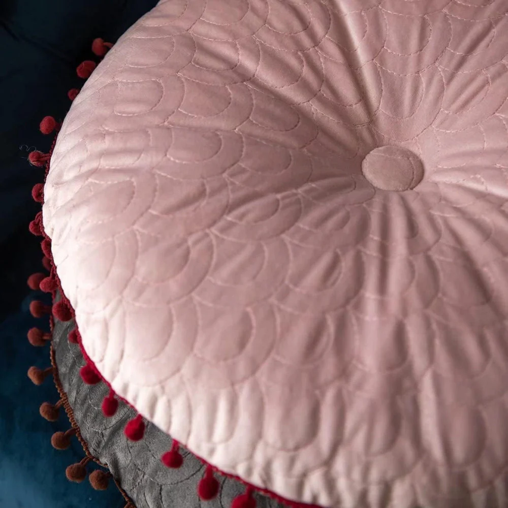 Veloura Round Vintage Quilted Ottoman Cushion Pad - Image 6