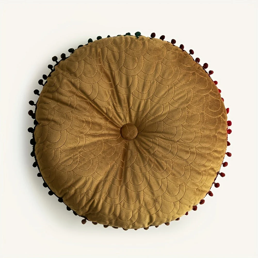 Veloura Round Vintage Quilted Ottoman Cushion Pad - Image 8