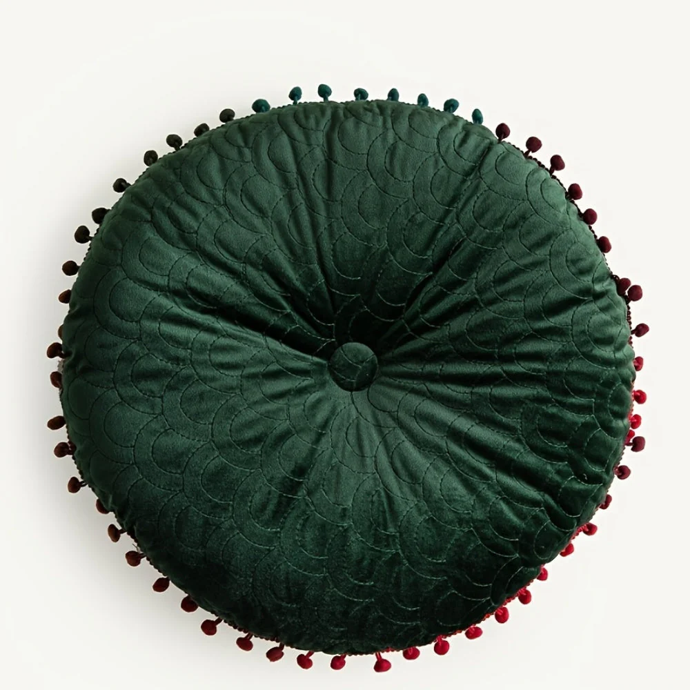 Veloura Round Vintage Quilted Ottoman Cushion Pad - Image 9