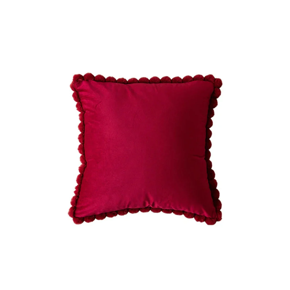 Velvet Pom-Pom Trim Cushion Cover - Image 14