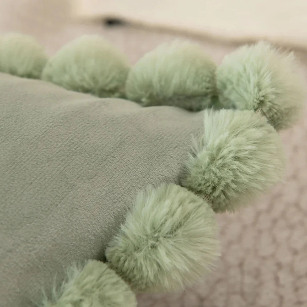 Velvet Pom-Pom Trim Cushion Cover - Image 3