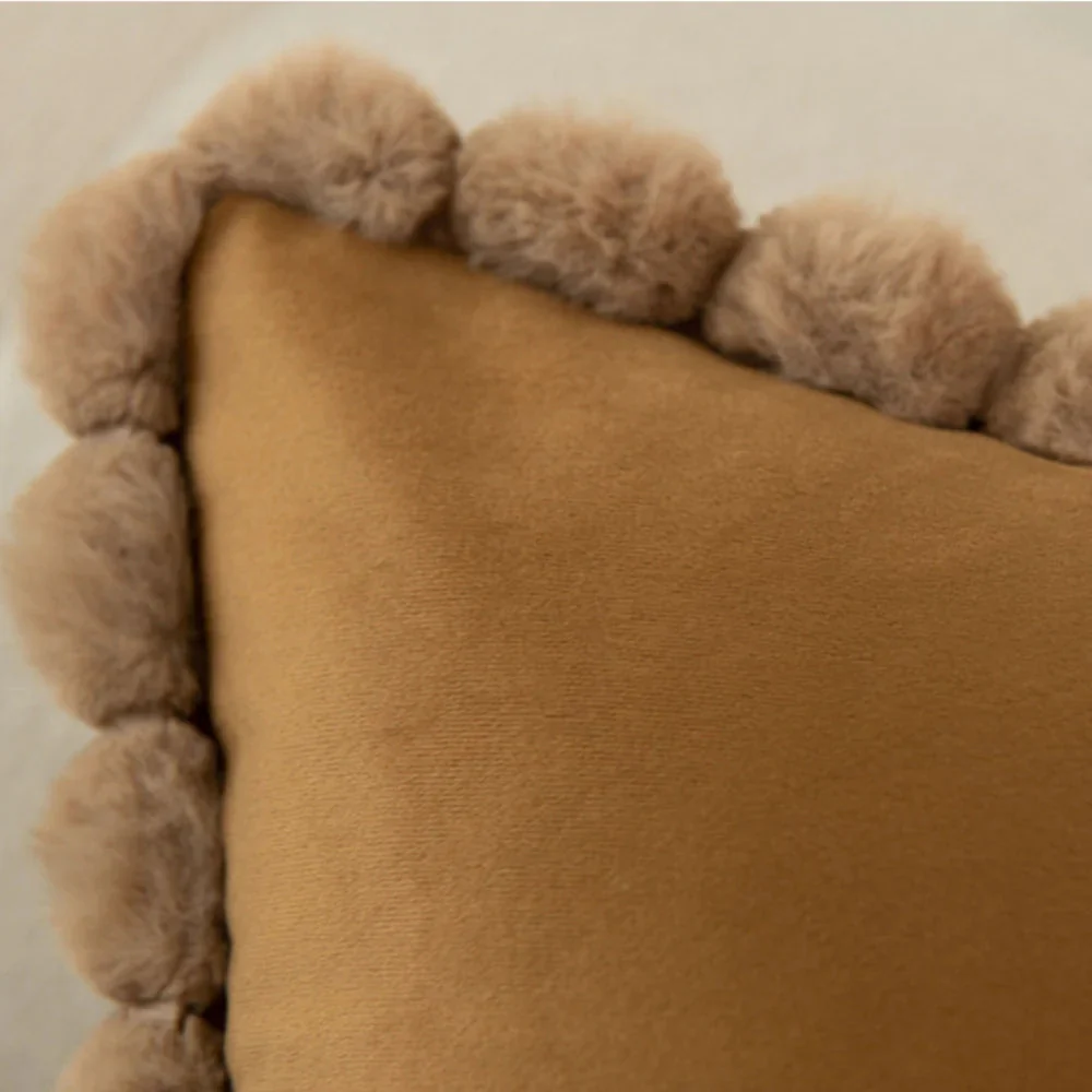 Velvet Pom-Pom Trim Cushion Cover - Image 4