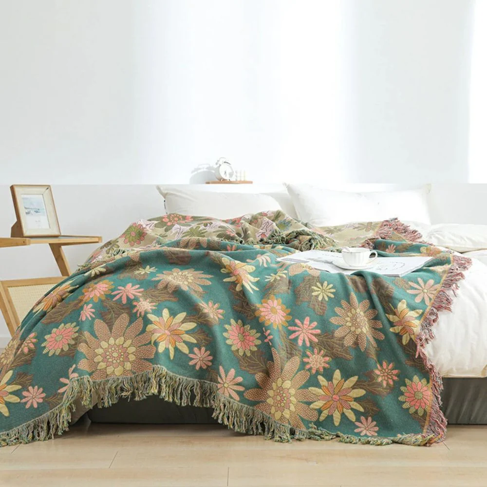 Verdant Bloom Reversible Jacquard Blanket - Image 3