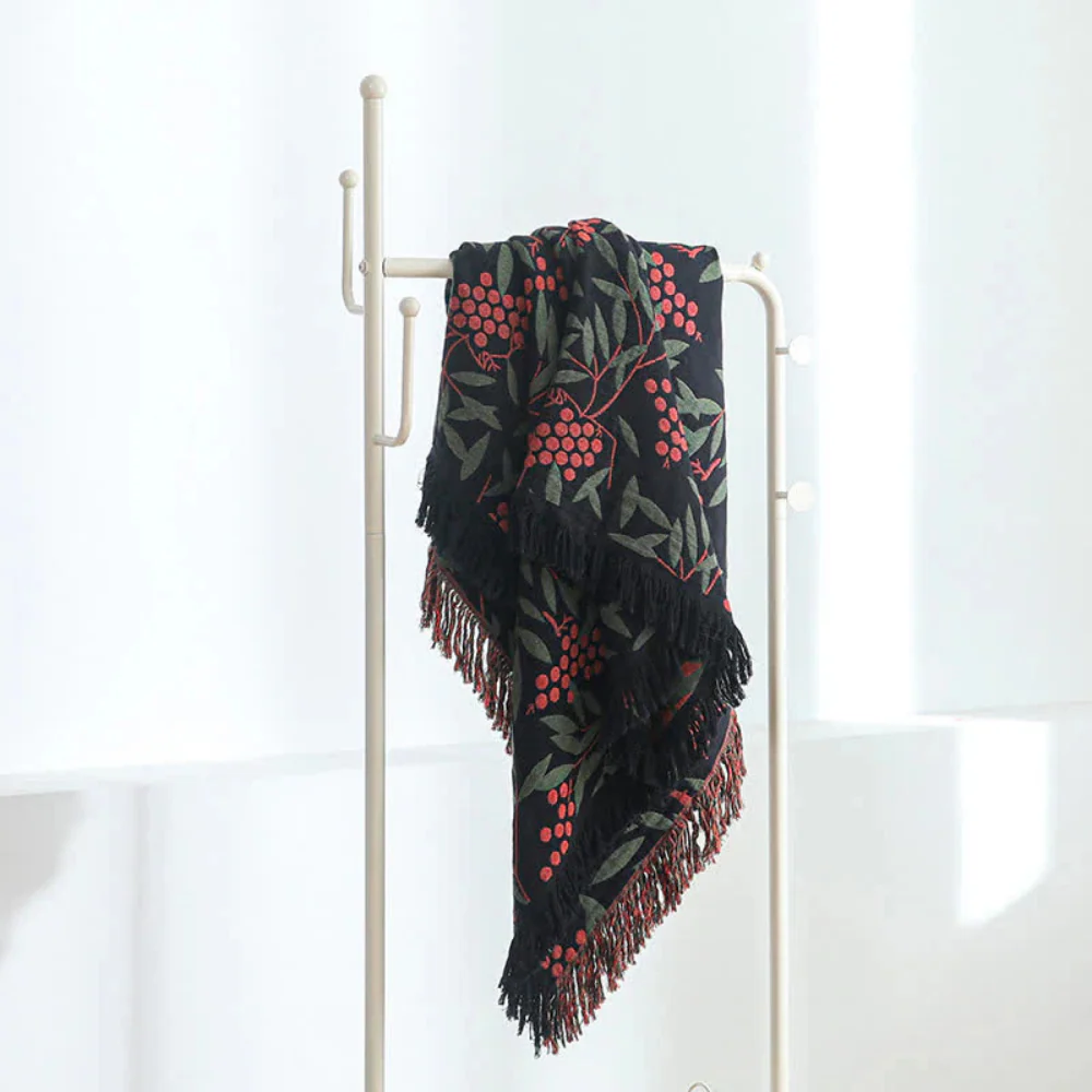 Vibrant Begonia Fruit Tassel Blanket - Image 4