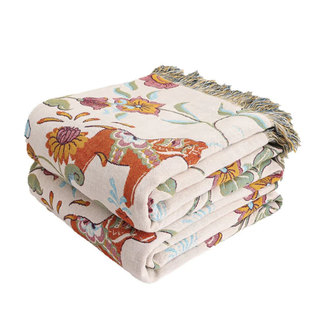 Vibrant Floral Garden Tassel Trim Blanket - Image 4