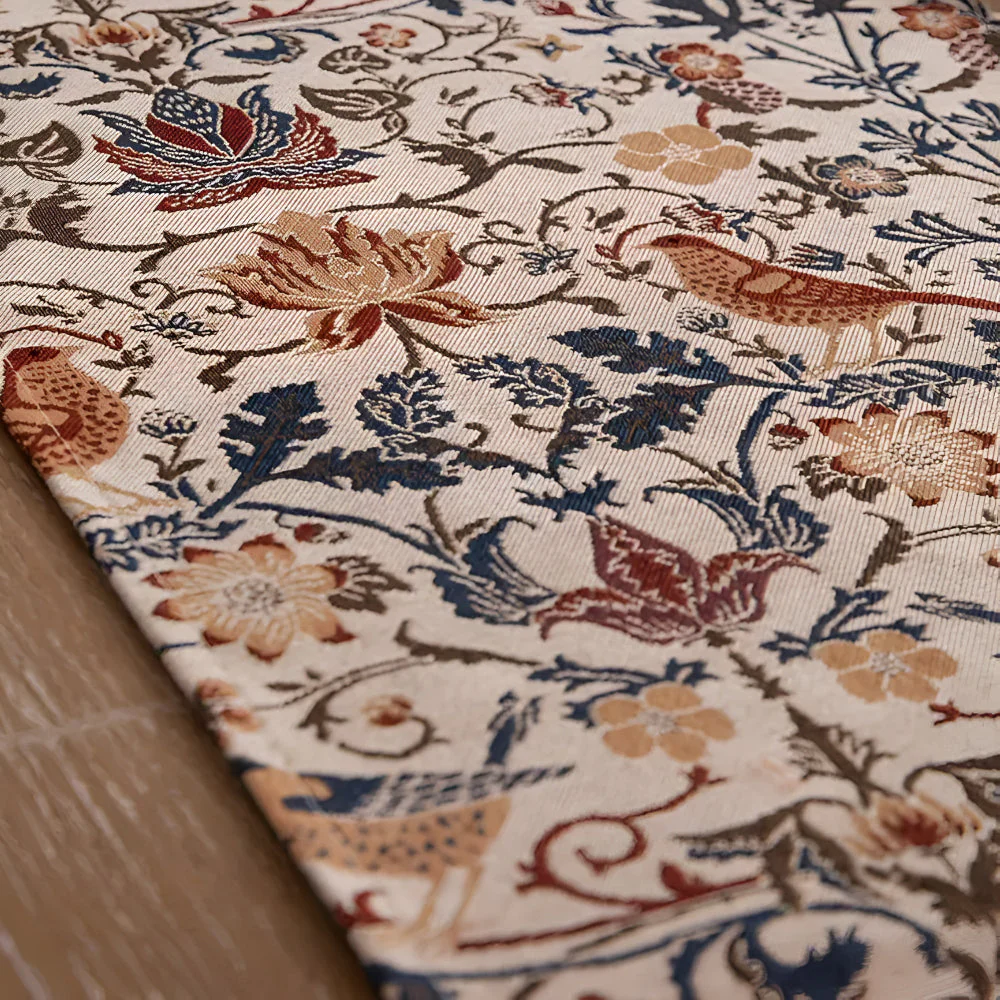 Vintage Floral & Bird Jacquard Table Runner - Image 5