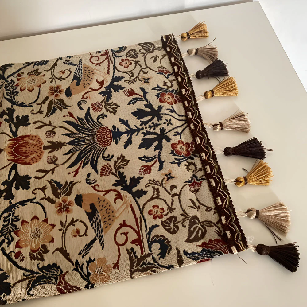 Vintage Floral & Bird Jacquard Table Runner - Image 8
