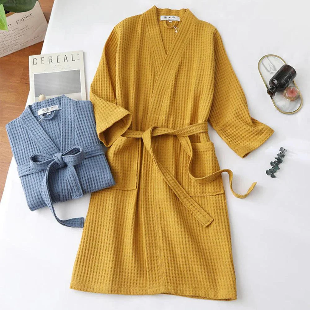 Waffle V-neck Bathrobe - Image 3