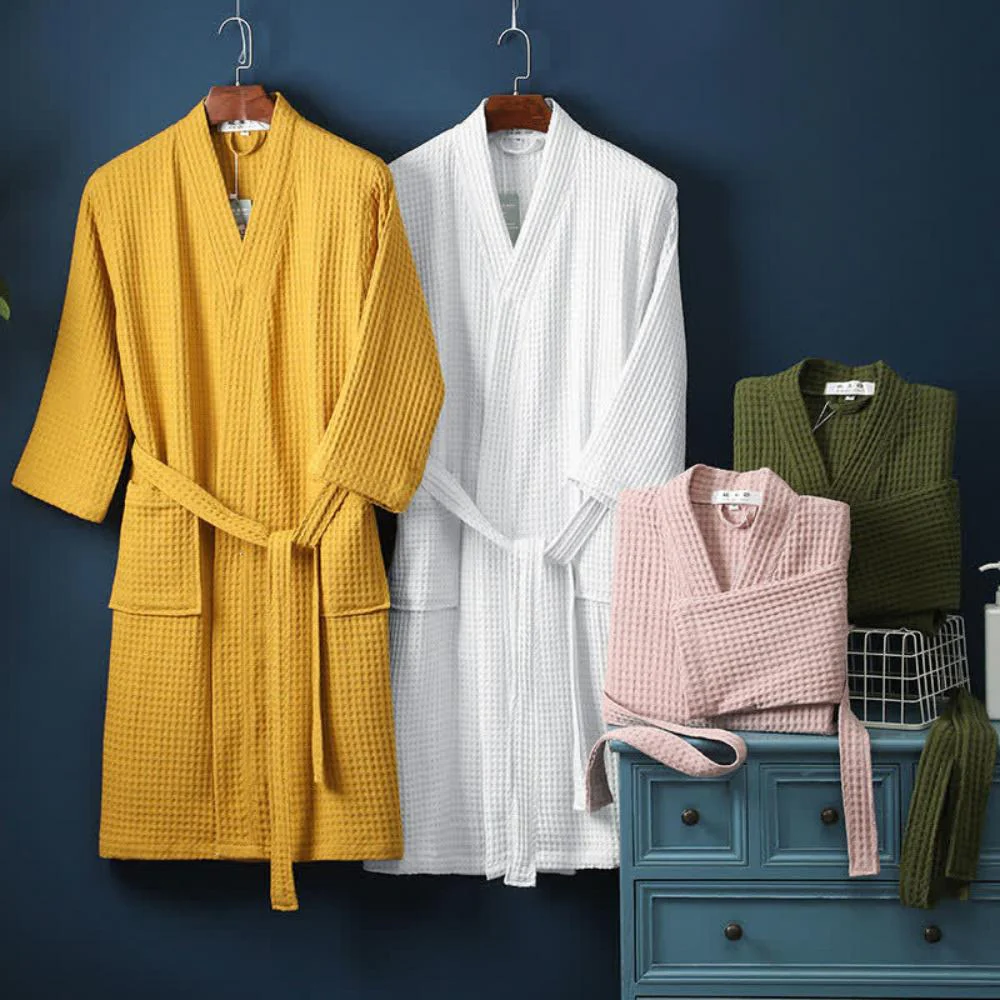 Waffle V-neck Bathrobe - Image 5