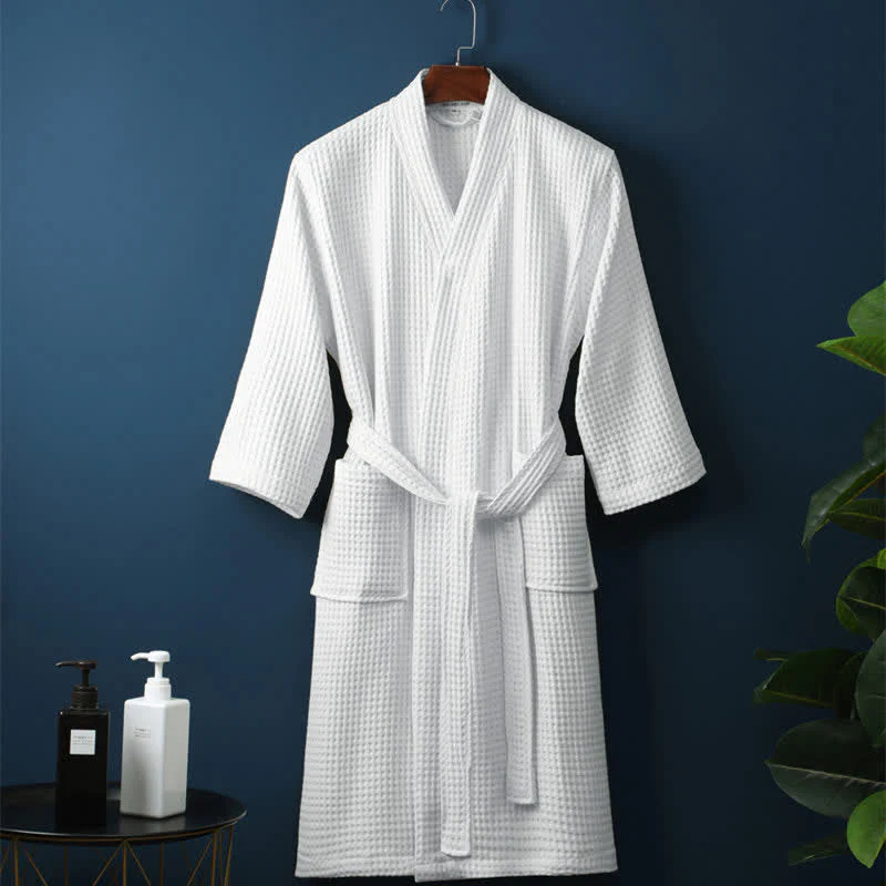 Waffle V-neck Bathrobe - Image 9