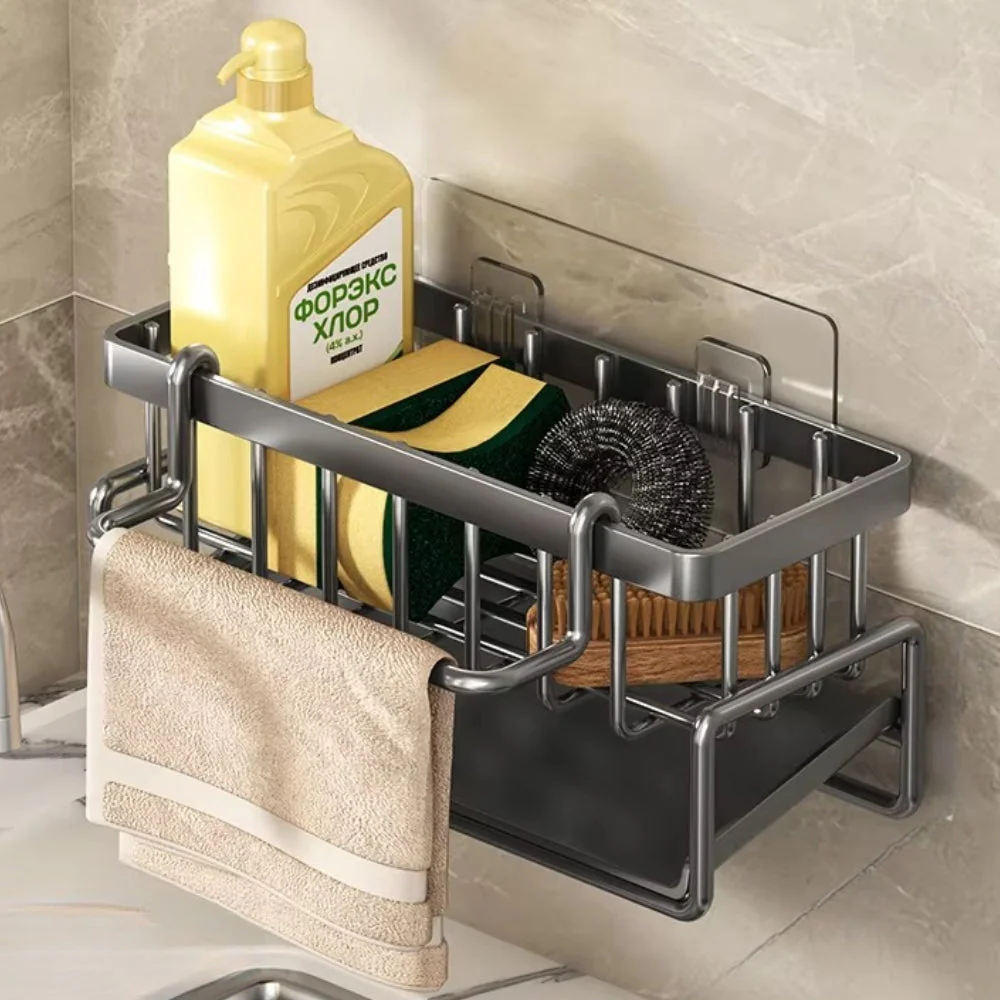 Wall Mounted Sponge Soap Dish Towel Rack - Image 5