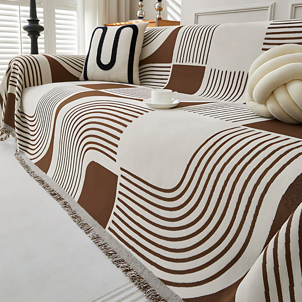 Wavy Stripe Boho Sofa Cover - Image 4