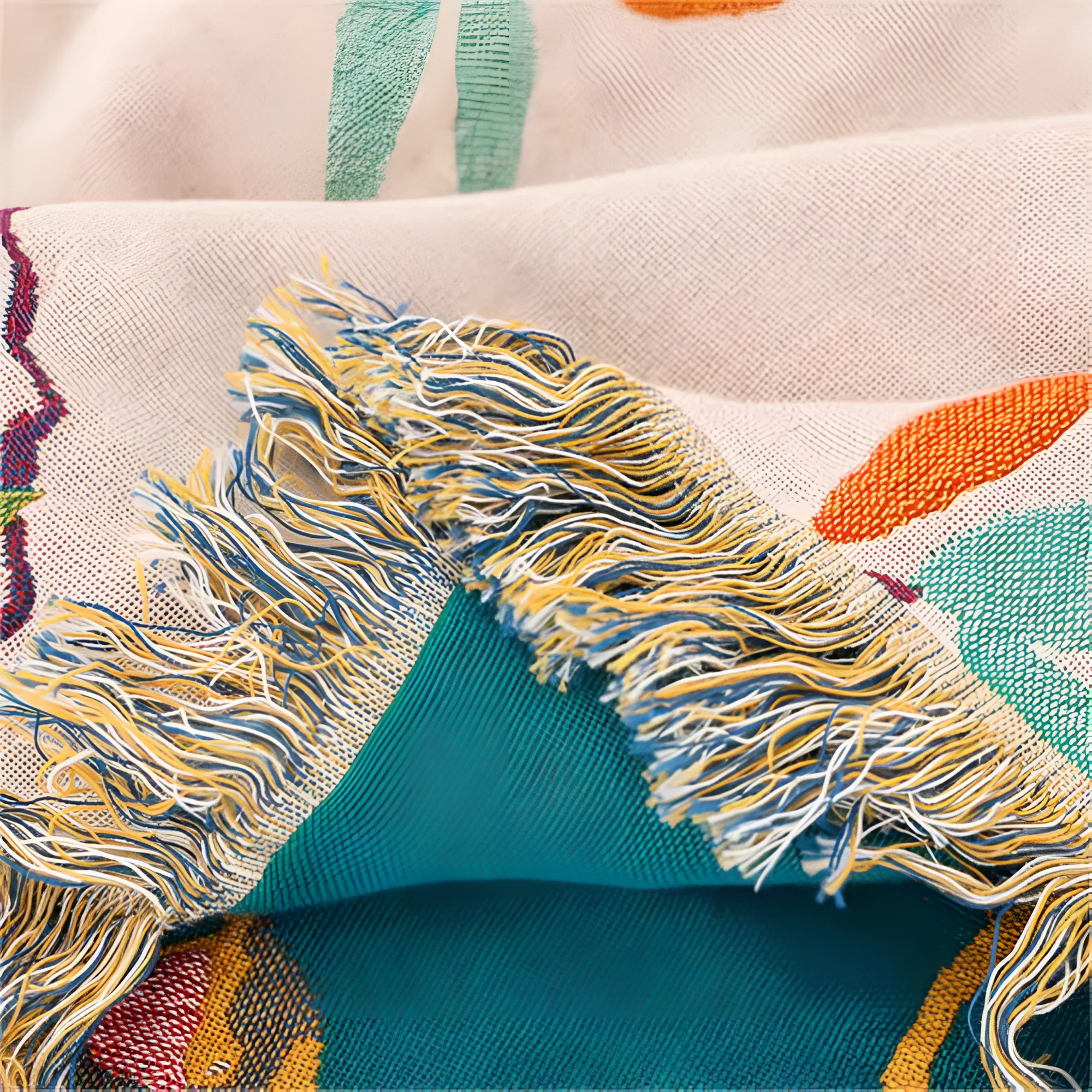Whimsical Bird Tassel Cotton Blanket - Image 5