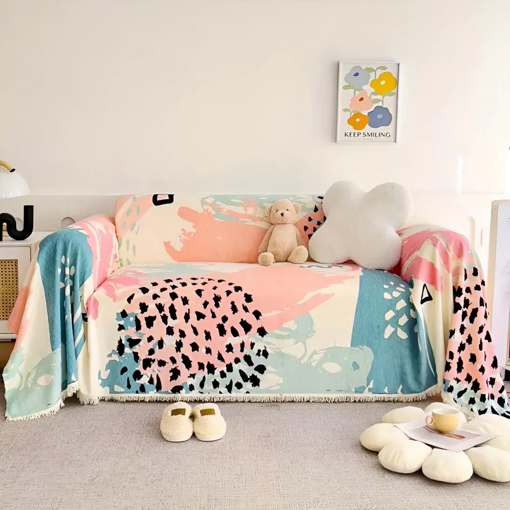 Whimsical Watercolor Sofa Cover - Image 3
